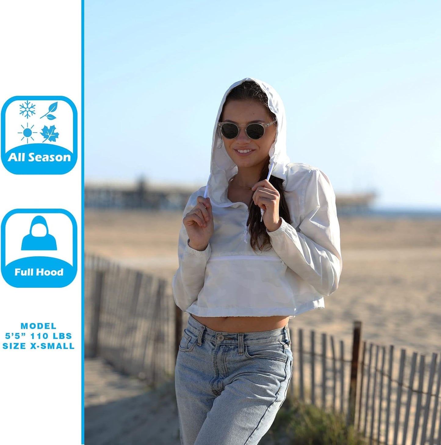 Women'S Long Sleeve Crop Top Half Zip up Cropped Jacket with Hood for Women