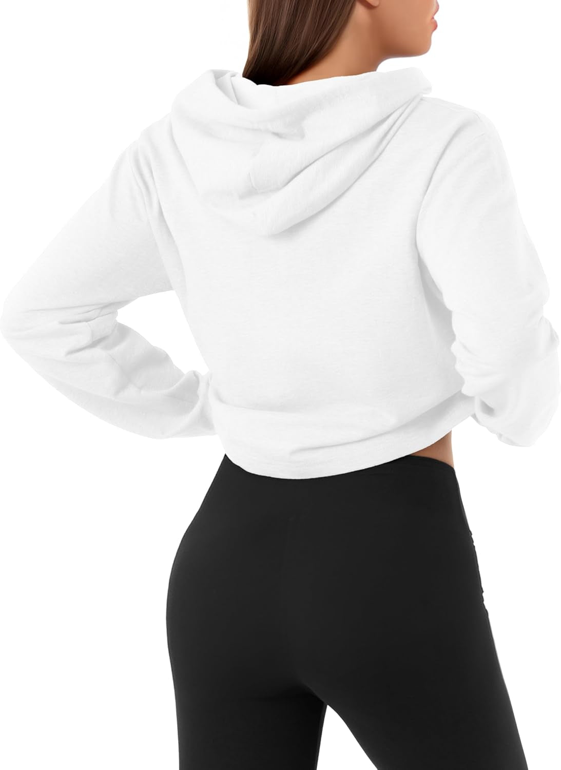 Women'S Comfortable Casual Long Sleeve Crop-Top Pullover Sweatshirt Hoodie